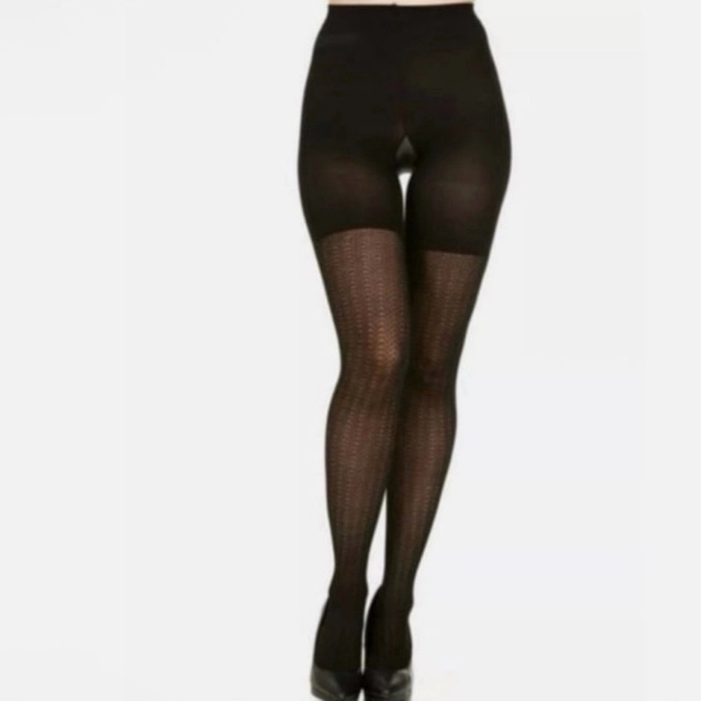 NWT Love Your Assets By Sara Blakely Black Wishbone Shaping Tights, Size 2‎ (M)